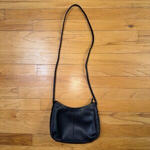 Fossil Black Leather Crossbody Bag Purse Handbag Key Charm Y2K Vintage‎ Classic